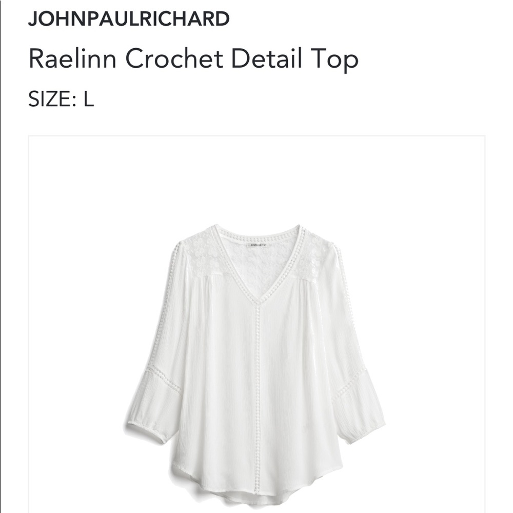 NWT JohnPaulRichard White Crochet Detail Top